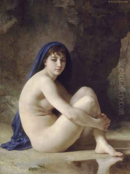 Baigneuse Accroupie (Seated Bather) Oil Painting by William-Adolphe Bouguereau