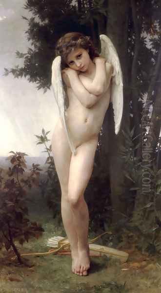 L'Amour Mouille (Wet Cupid) Oil Painting by William-Adolphe Bouguereau