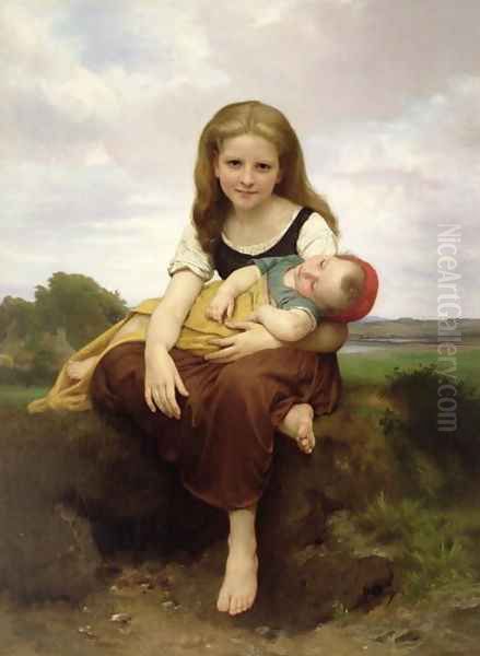 The Elder Sister 1869 Oil Painting by William-Adolphe Bouguereau