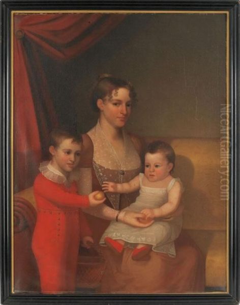 Mother And Children Oil Painting by Abraham Tuthill