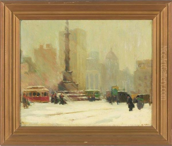 City Scene Oil Painting by George L. Tuthill