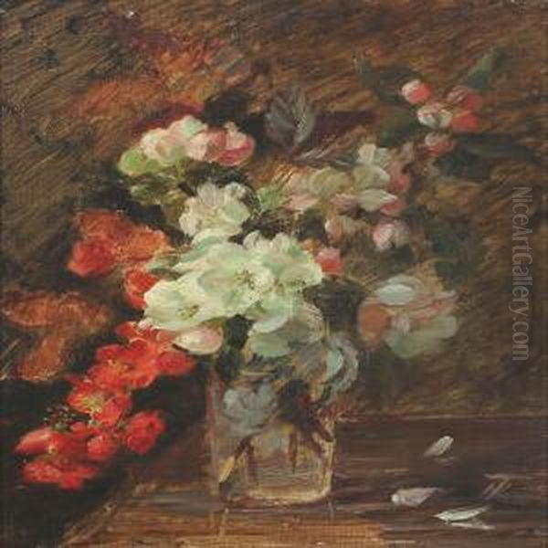 Still Life With Branches In Bloom Oil Painting by Nicoline Tuxen