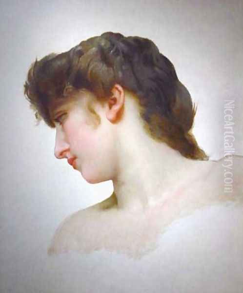 Étude de Tête de Femme Blonde Profil (Study of a Blonde Woman's Profile) Oil Painting by William-Adolphe Bouguereau