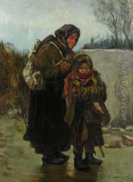 Mutter Und Kind Oil Painting by Ivan Ivanovich Tvorozhnikov