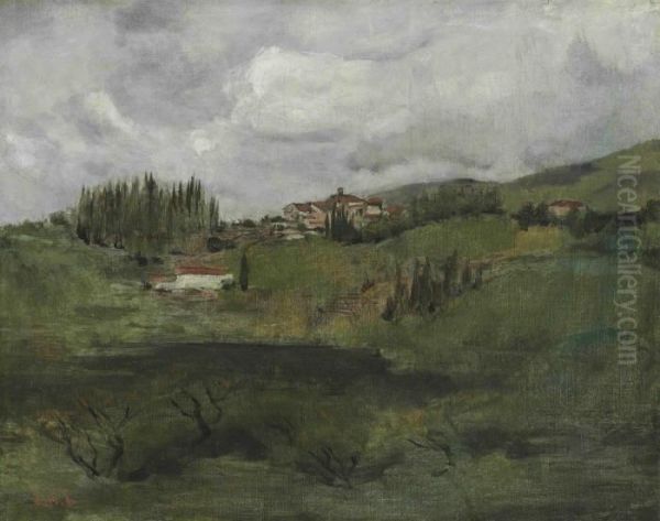 Tuscan Landscape Oil Painting by John Henry Twachtman