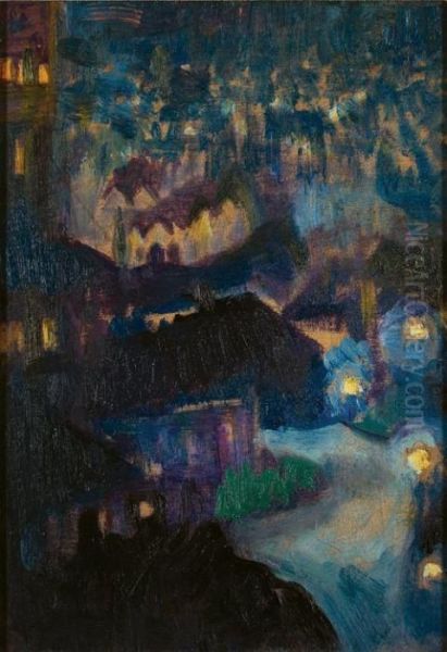 Night Lights Oil Painting by Isobel Tweedle