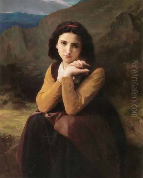 Mignon Pensive Oil Painting by William-Adolphe Bouguereau