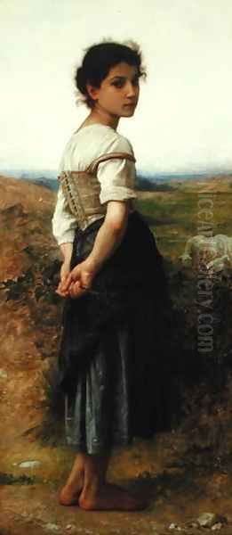 The Young Shepherdess, 1885 Oil Painting by William-Adolphe Bouguereau