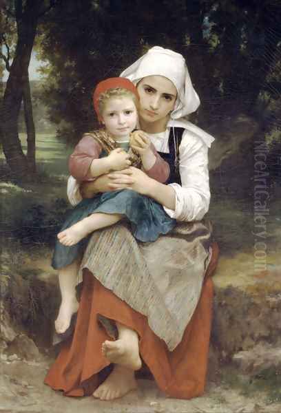 Breton Brother and Sister Oil Painting by William-Adolphe Bouguereau