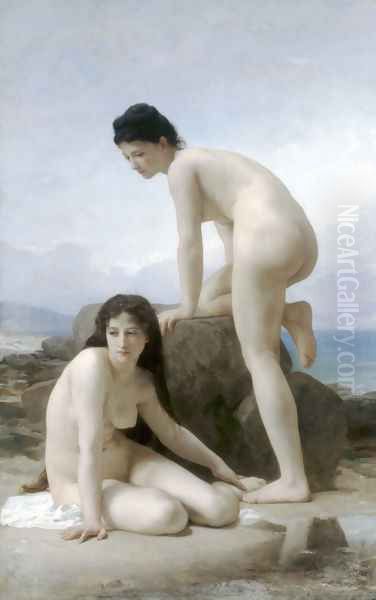 Les Deux Baigneuses (The Two Bathers) Oil Painting by William-Adolphe Bouguereau