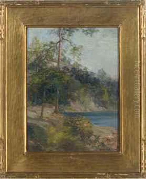 A Wooded Lake Oil Painting by Bayard Henry Tyler