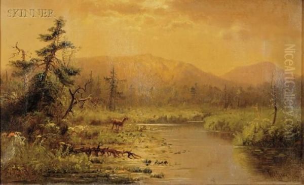 Deer In Landscape Oil Painting by William Richardson Tyler