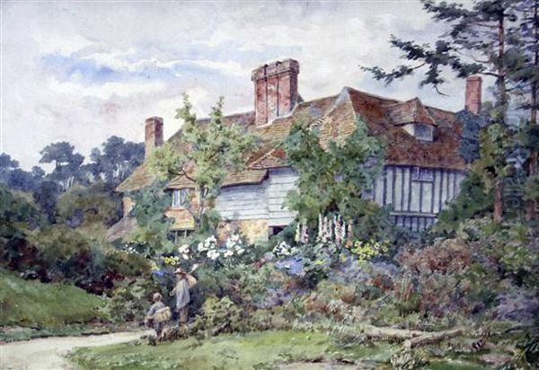 A Victorian Flower Garden Oil Painting by Thomas Nicholson Tyndale