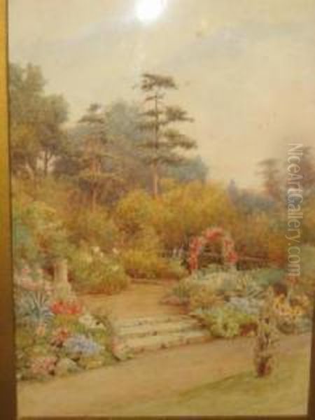 Garden Scene In Summer Oil Painting by Thomas Nicholson Tyndale