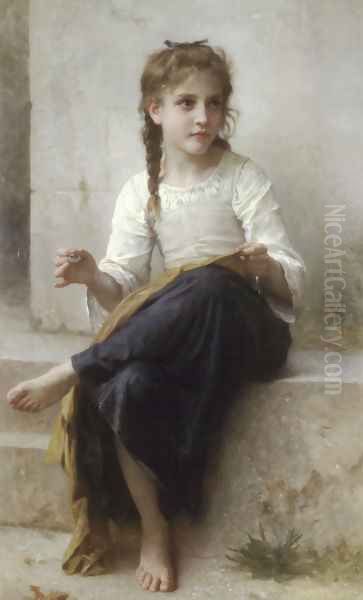 La couturière (Sewing) Oil Painting by William-Adolphe Bouguereau