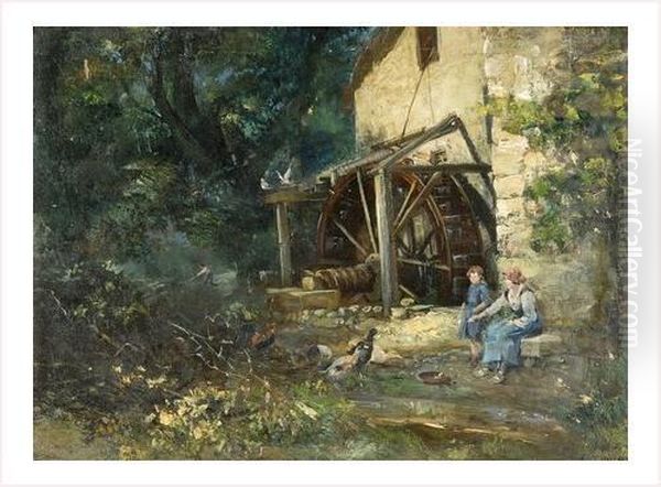 Paysans Pres Du Moulin Oil Painting by Nicolaos Xydias Typaldos