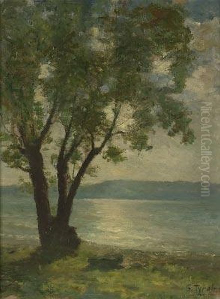 Weide Am See Oil Painting by Georg Tyrahn