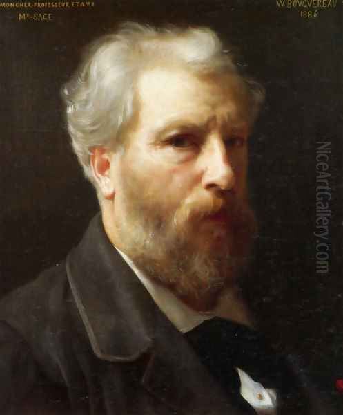 Autoportrait presenté à M. Sage (Self-portrait presented to M. Sage) Oil Painting by William-Adolphe Bouguereau