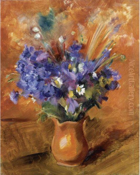 Still Life Of Cornflowers Oil Painting by Nikolai Andreevich Tyrsa