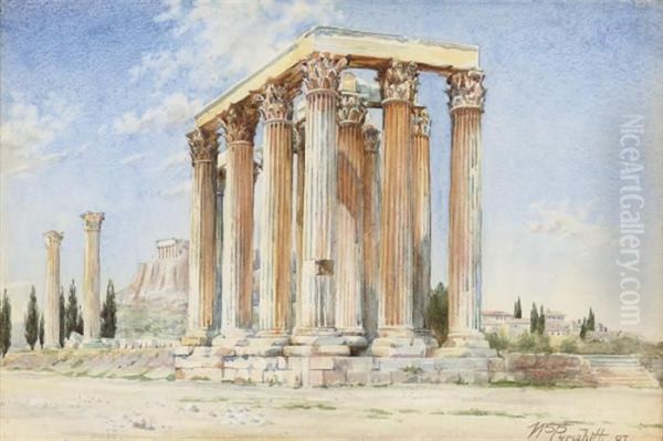 Temple Of Zeus, Athens Oil Painting by Walter Spencer Tyrwhitt