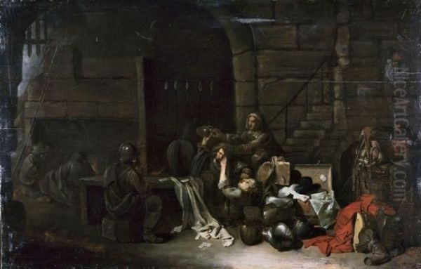 Wachstube Mit Sich Streitenden Soldaten Oil Painting by Jan Baptist Tyssens