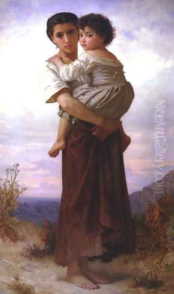 Jeunes Bohemiennes (Young Gypsies) Oil Painting by William-Adolphe Bouguereau