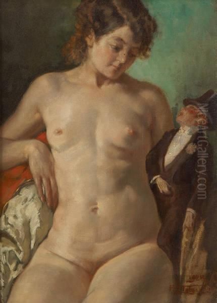 La Femme Au Pantin Oil Painting by Medard I Tytgat