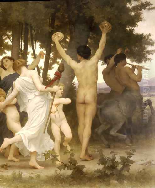 La Jeunesse de Bacchus [detail: right] (The Youth of Bacchus) Oil Painting by William-Adolphe Bouguereau