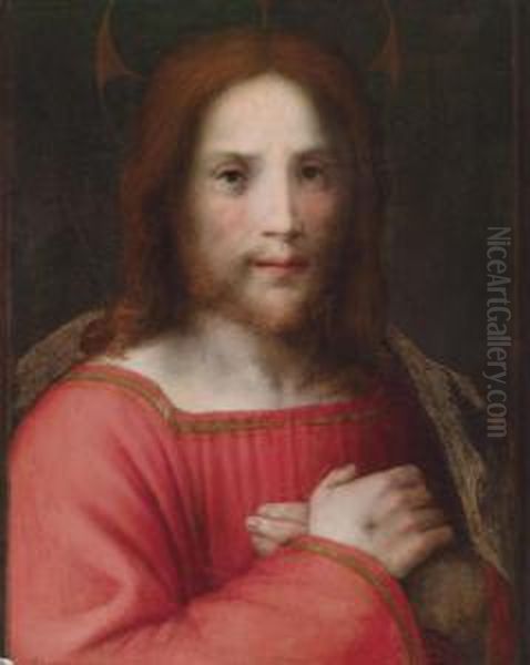 Christ As Salvator Mundi Oil Painting by Domenico Puligo