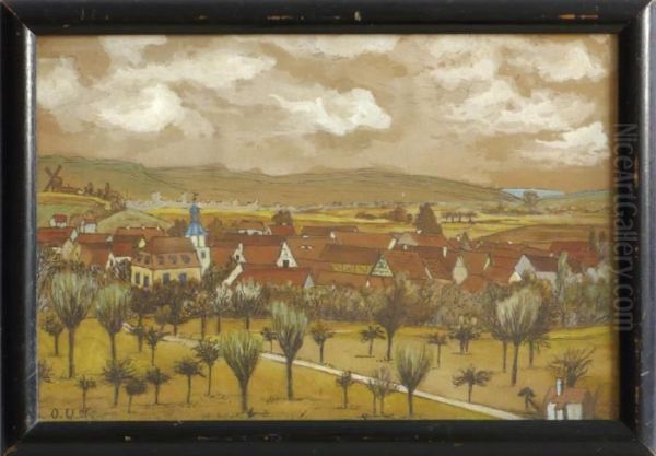 Dorfansicht Mit Windmuhle Oil Painting by Otto Ubbelohde