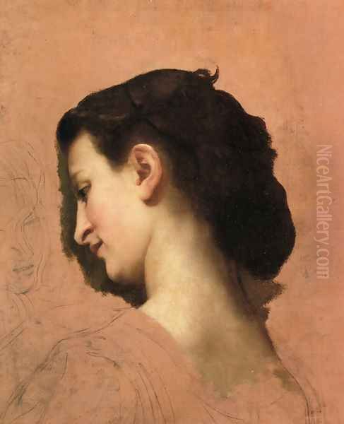 Study of a Young Girl's Head Oil Painting by William-Adolphe Bouguereau