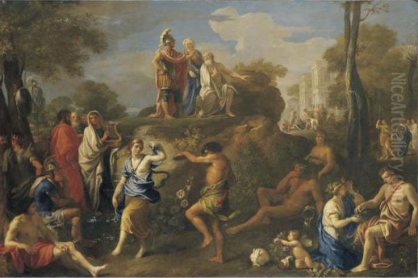 Aeneas And Anchises In Hades Oil Painting by Alexandre Ubeleski