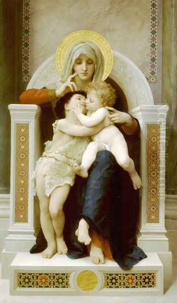 La Vierge, L'Enfant Jesus et Saint Jean Baptiste (The Virgin, the Baby Jesus and Saint John the Baptist) Oil Painting by William-Adolphe Bouguereau