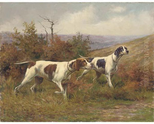 Hounds On The Scent Oil Painting by Karl Kristian Uchermann