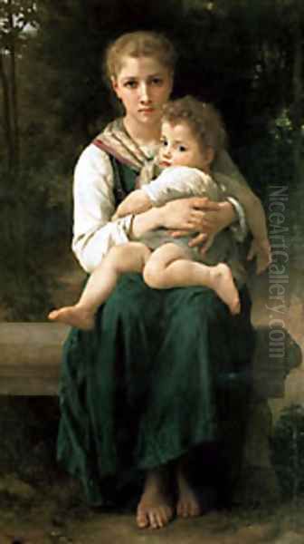 Brother And Sister Oil Painting by William-Adolphe Bouguereau