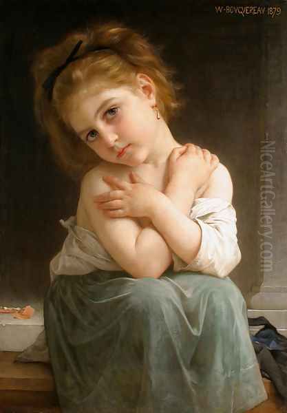 La frileuse (Chilly girl) Oil Painting by William-Adolphe Bouguereau