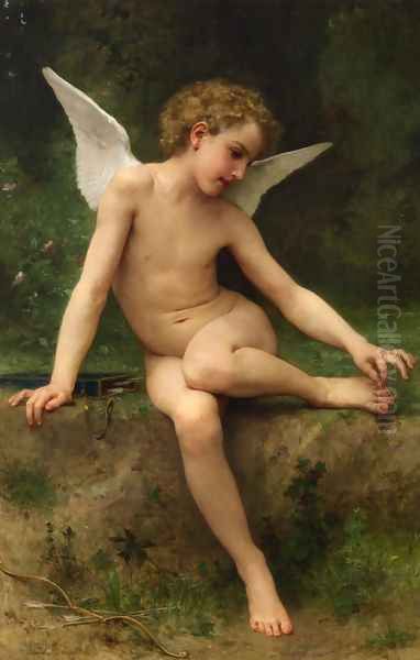 Cupid with Thorn Oil Painting by William-Adolphe Bouguereau