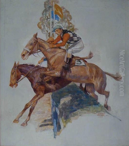 Steeplechase Riders. Oil Painting by Arthur Uecker-Fensloff