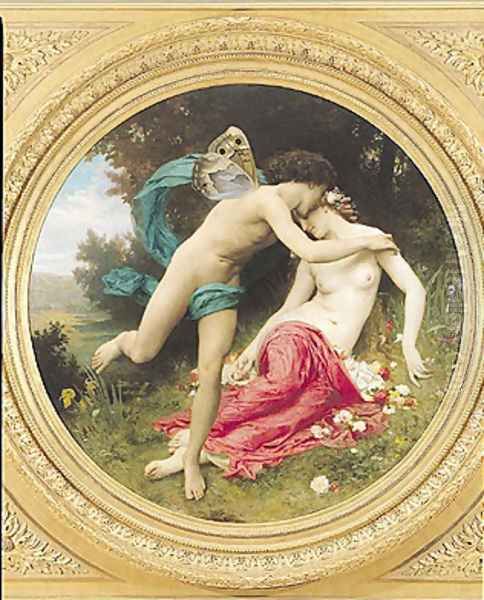 Flora and Zephyr 1875 Oil Painting by William-Adolphe Bouguereau