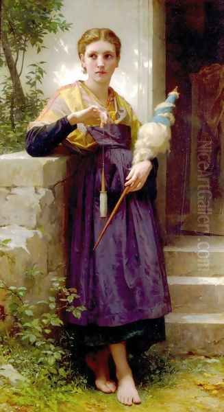 Fileuse (The Spinner) Oil Painting by William-Adolphe Bouguereau