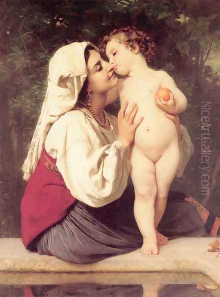 Le Baiser (The Kiss) Oil Painting by William-Adolphe Bouguereau