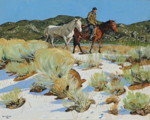 Across The Arroyo Oil Painting by Walter Ufer