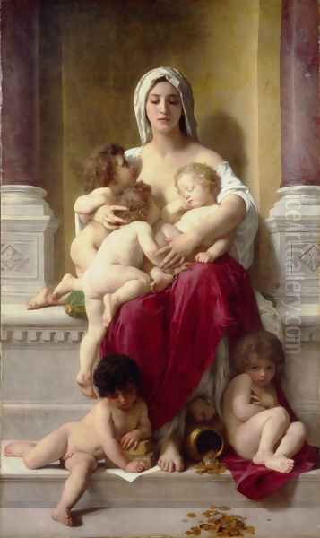 La Charite (Charity) Oil Painting by William-Adolphe Bouguereau