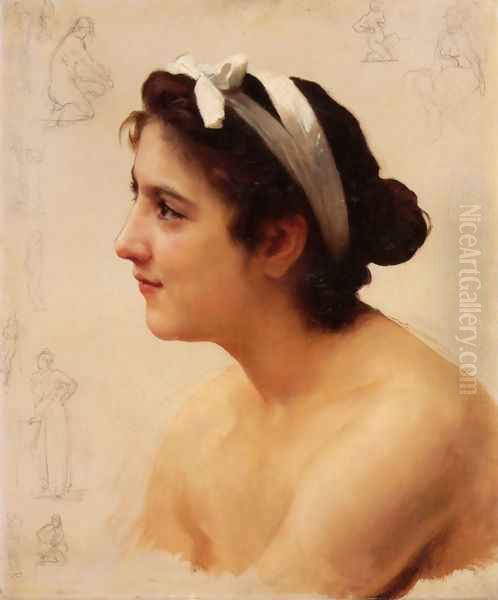 Étude d'une femme, pour Offrande à l'Amour (Study of a woman, for Offering to Love) Oil Painting by William-Adolphe Bouguereau