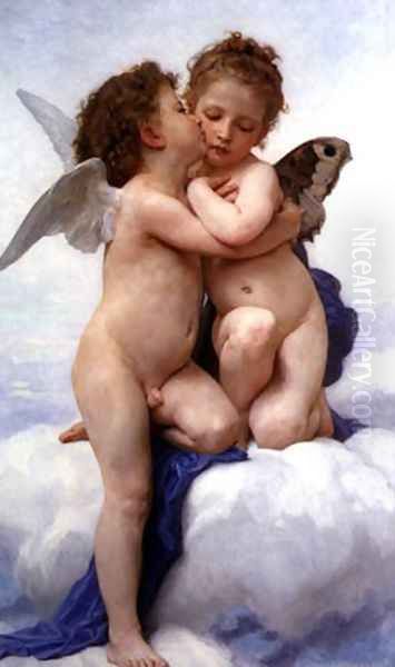 The First Kiss Oil Painting by William-Adolphe Bouguereau