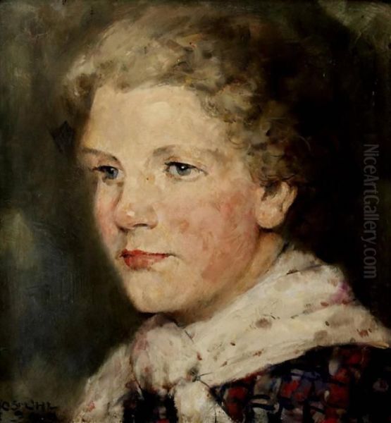 Bildnis Einer Frau Mit Halstuch Oil Painting by Joseph Uhl