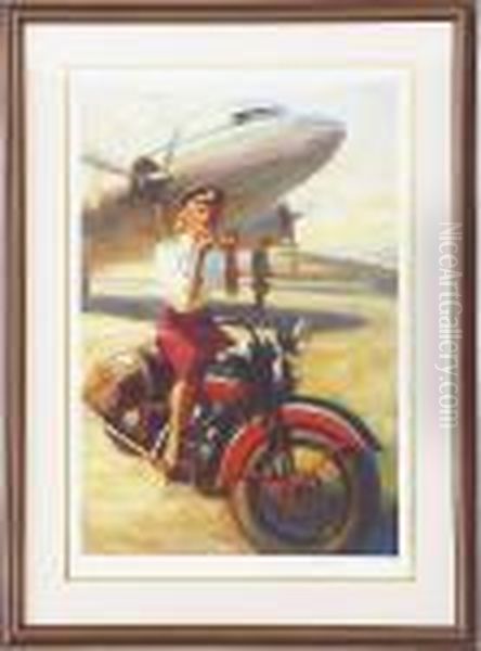 'betty' After David Uhl Oil Painting by S. Jerome Uhl