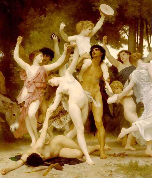 La Jeunesse de Bacchus [detail: centre] (The Youth of Bacchus) Oil Painting by William-Adolphe Bouguereau