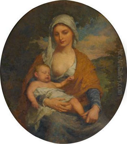 Mother And Child Oil Painting by Bernard Uhle