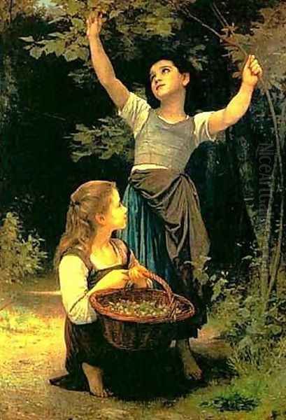 Collecting Hazlenuts Oil Painting by William-Adolphe Bouguereau